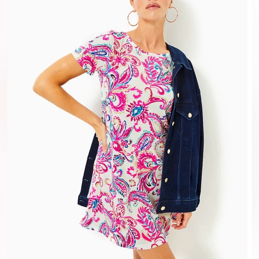 LILLY PULITZER CODY SHORT SLEEVE DRESS XXL COCONUT - FLITTING ABOUT Excellent - Picture 7 of 10